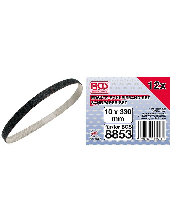 Bande à poncer BGS 10x330 mm 12 pièces pour article 8853