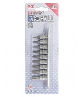 Jeu de 9 douilles à embouts BGS 6,3 mm (1/4") T10-T50