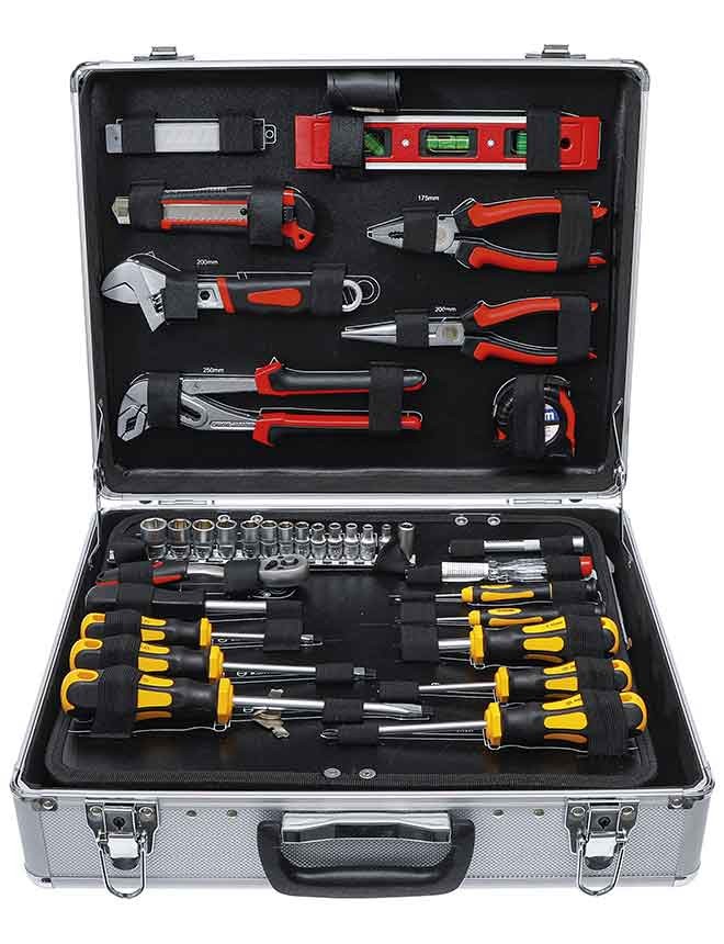 Caisse á outils métallique 3 tiroirs avec 143 outils