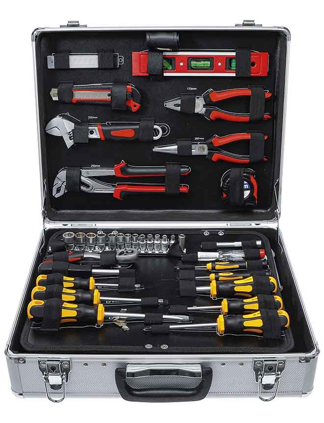 Jeu d’outils Kraftmann dans un coffret en aluminium 129 pièces