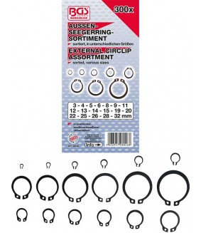 Assortiment de 300 circlips extérieurs BGS Ø 3 - 32 mm