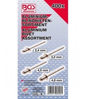 ASSORTIMENT D'ÉCROUS RIVETS ALUMINIUM 150 PIÈCES BGS 14127