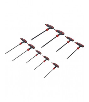 Tournevis avec poignée en T BGS DIY Profil en T (pour Torx) avec perçage frontal T10-T50 - 9 pièces