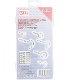 Assortiment de crochets à visser BGS - 151 pièces