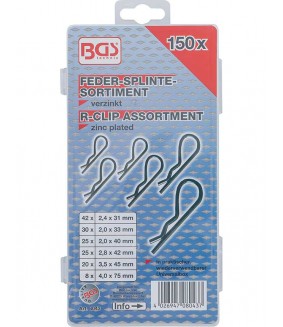 Assortiment de goupilles à ressort BGS Ø 2,4-4,0 mm - 150 pièces