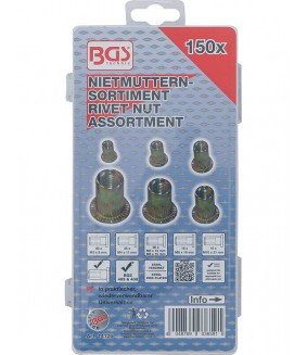 Assortiment d'écrous rivets BGS en acier galvanisé - 150 pièces