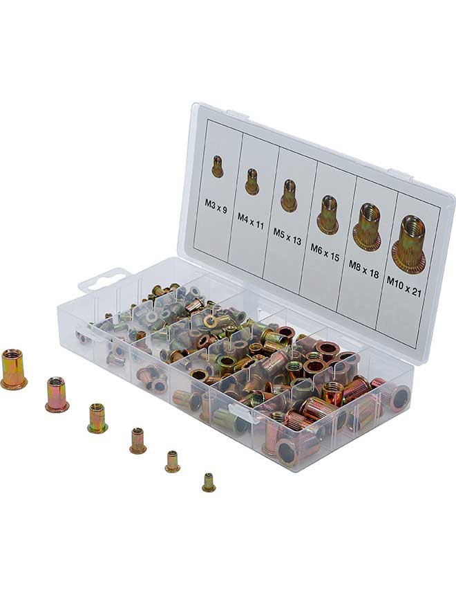 Assortiment d'écrous rivets BGS en acier galvanisé - 150 pièces