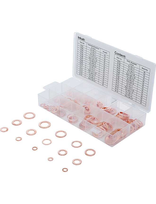 Assortiment de joints d'étanchéité en cuivre BGS - 150 pièces