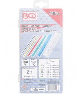 Assortiment de gaines thermo-rétractables BGS couleurs - 100 pièces