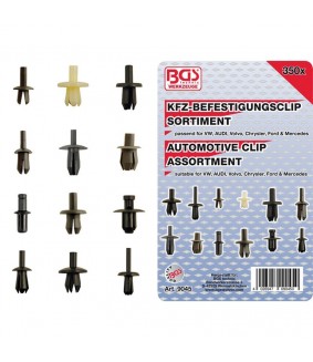 Assortiment de clips de fixation automobiles BGS pour VW, Audi, Volvo, Chrysler, Ford et Mercedes 350 pièces