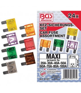 Assortiment de fusibles auto maxi BGS - 24 pièces