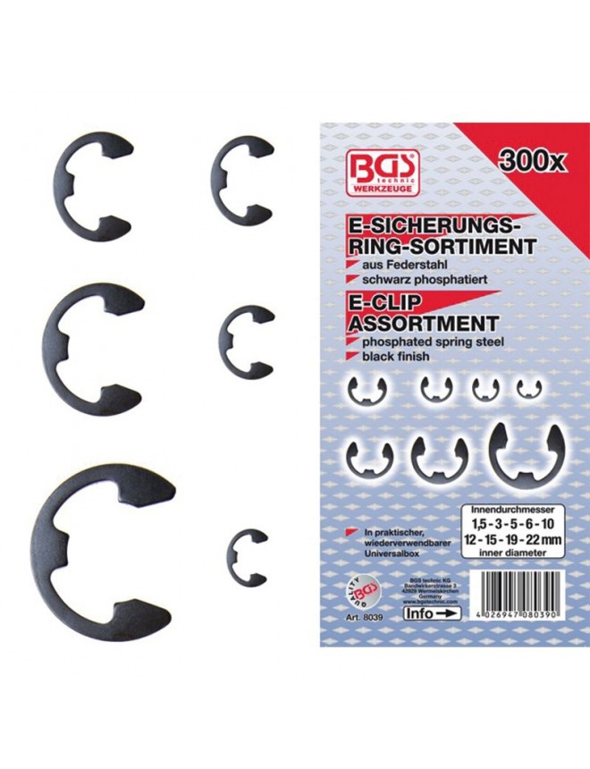 Assortiment de circlips BGS 1,5-22 mm 300 pièces